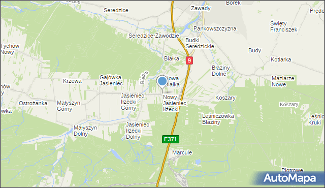 mapa Nowy Jasieniec Iłżecki, Nowy Jasieniec Iłżecki na mapie Targeo